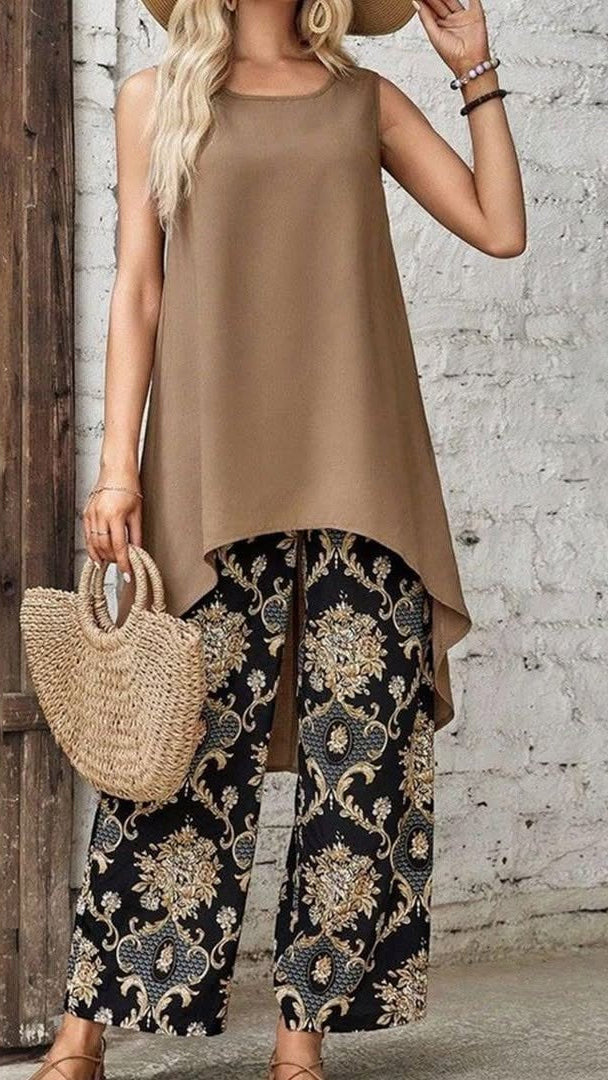 Tránsito™ | Conjunto boho con túnica y pantalones de pierna ancha