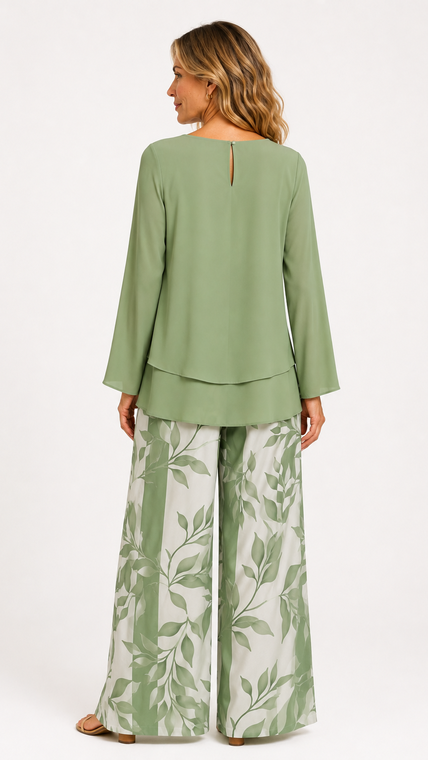 Esperanza™ | Conjunto verde con pantalones estampados de hojas