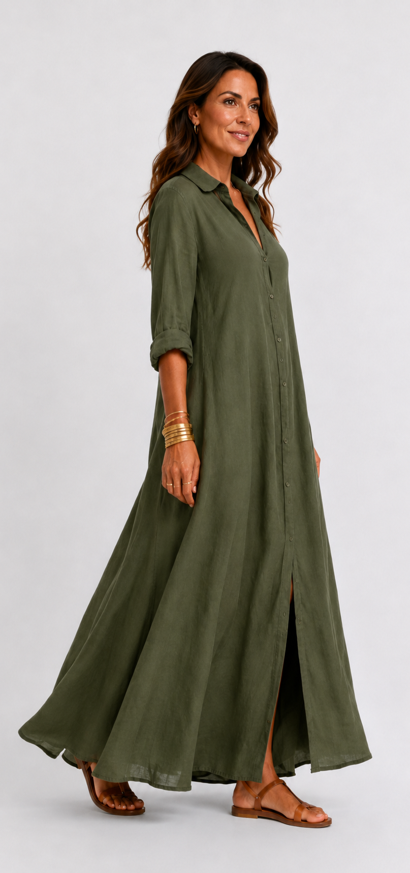Céline | Vestido maxi negro holgado con botones