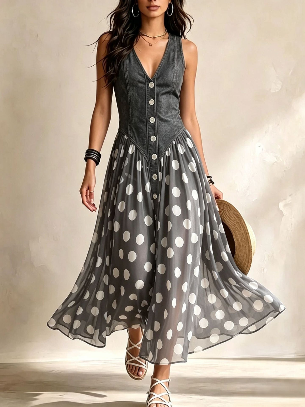 Adeline | Vestido Largo con Lunares
