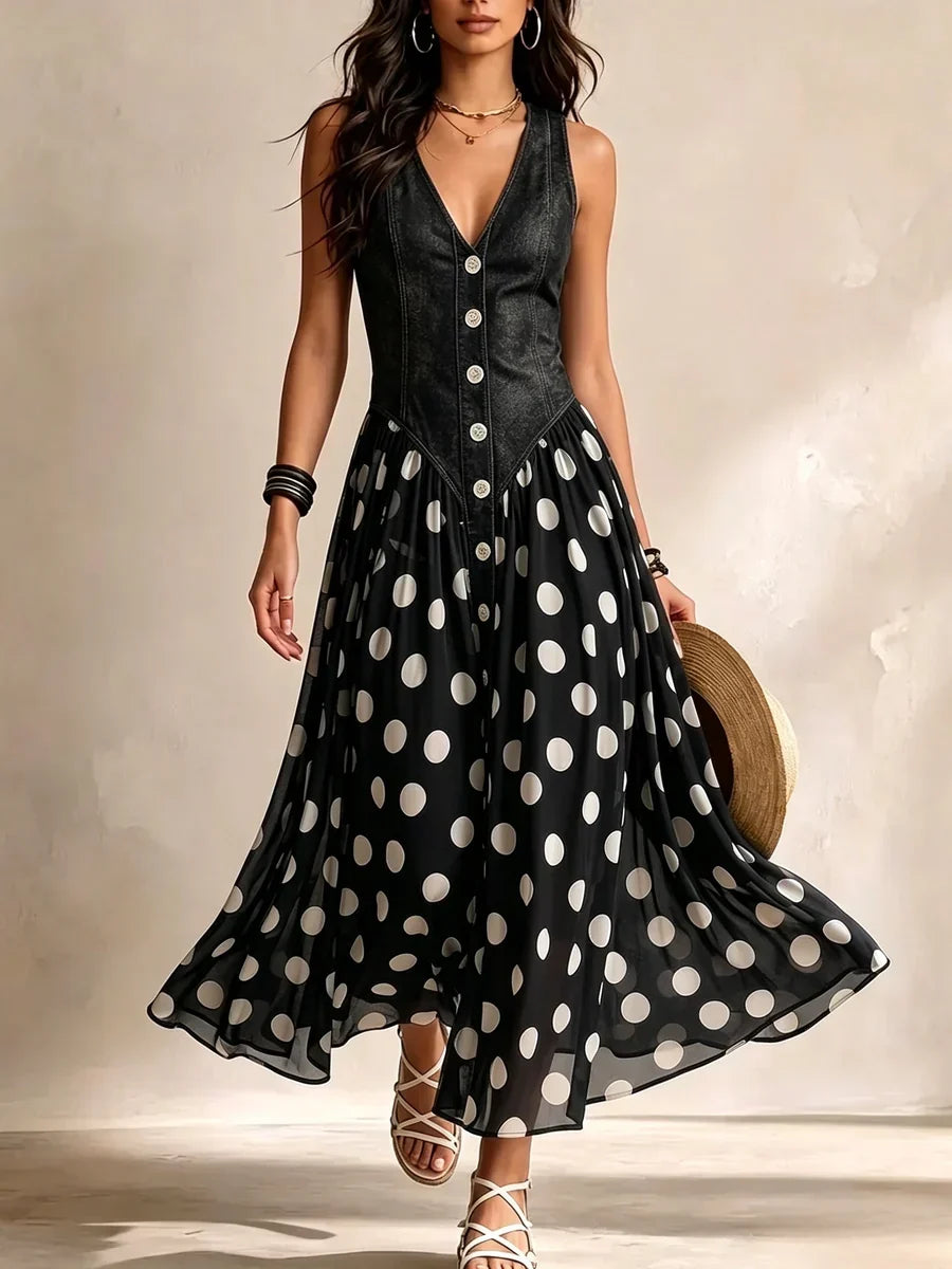 Adeline | Vestido Largo con Lunares