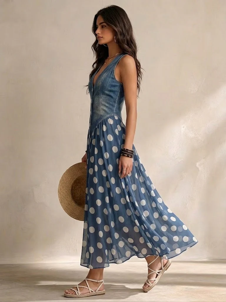 Adeline | Vestido Largo con Lunares