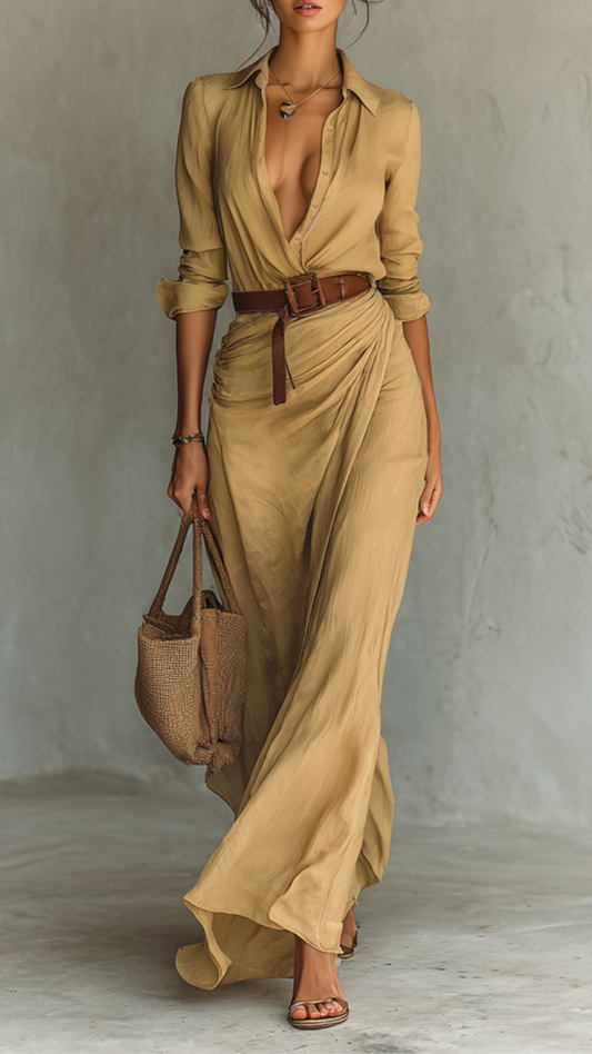 Valentino | Vestido maxi con cuello de solapas