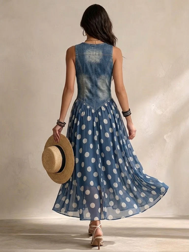 Adeline | Vestido Largo con Lunares