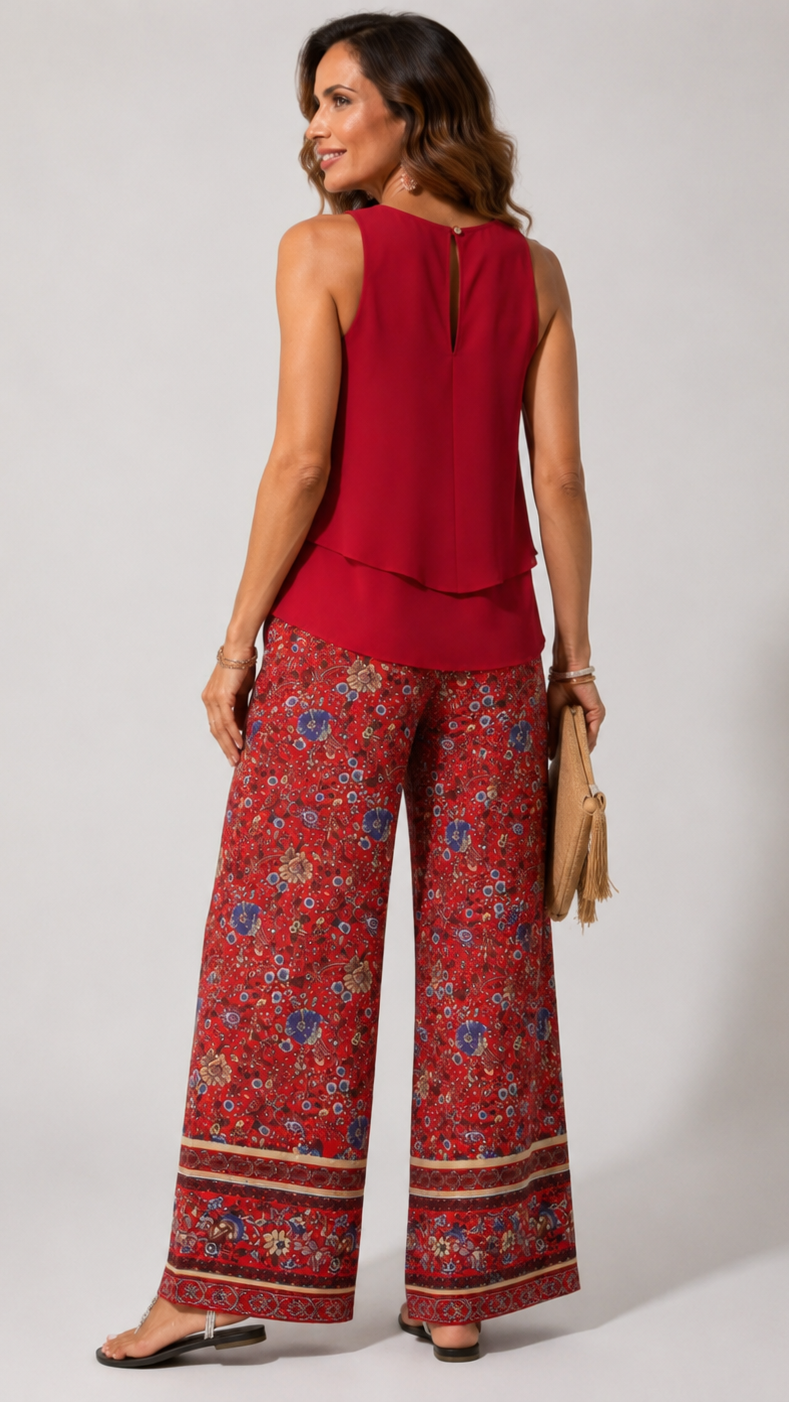 Cayetana™ | Conjunto boho con pantalones florales