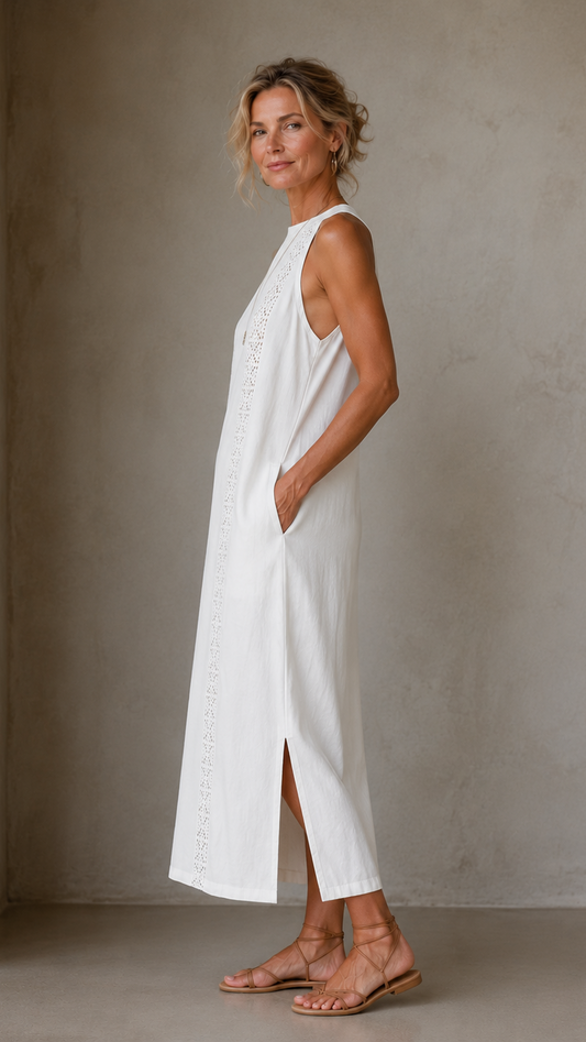 Jimena | Vestido midi con cuello mao