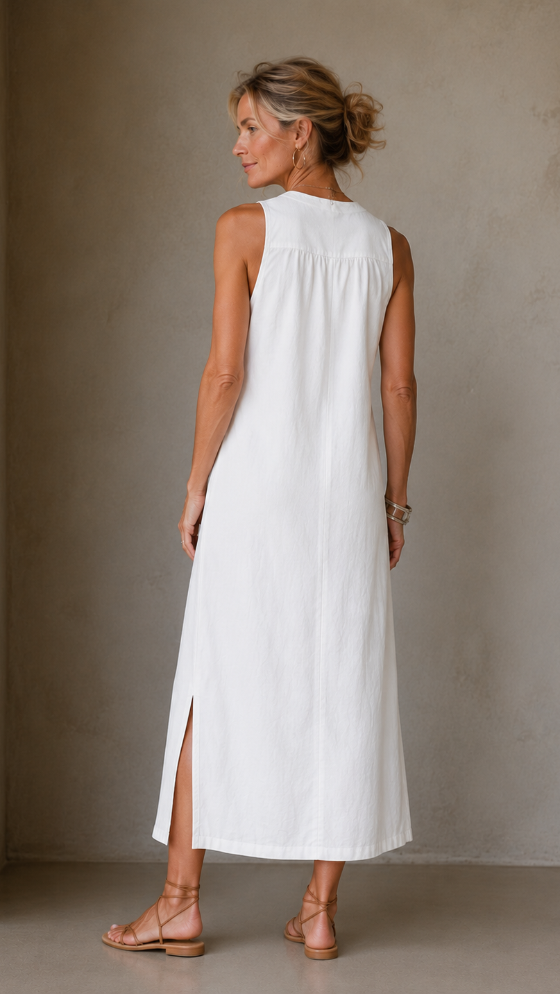 Jimena | Vestido midi con cuello mao