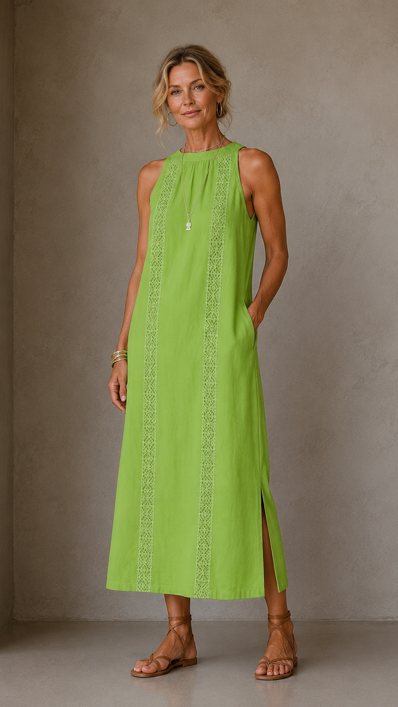 Jimena | Vestido midi con cuello mao