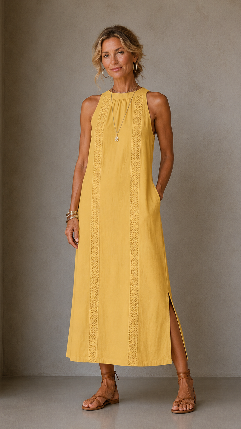 Jimena | Vestido midi con cuello mao