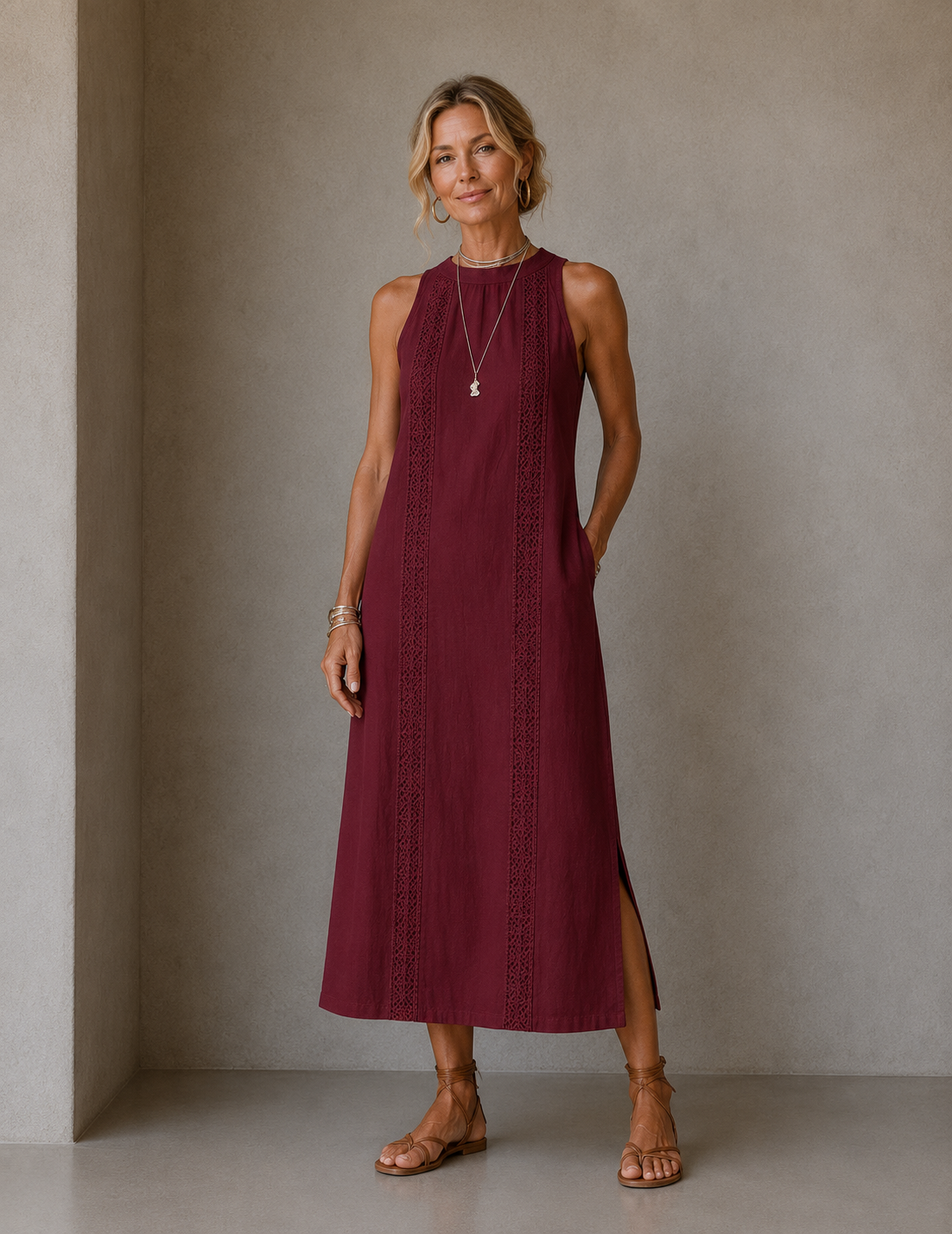 Jimena | Vestido midi con cuello mao