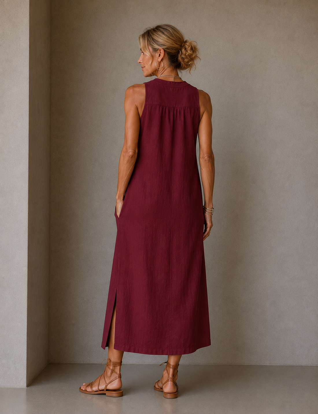 Jimena | Vestido midi con cuello mao