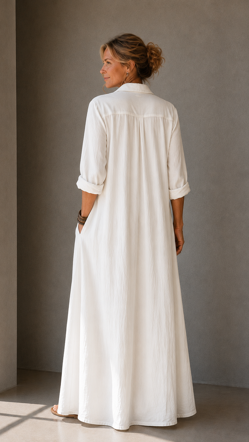 Soline™ | Vestido maxi negro holgado con botones