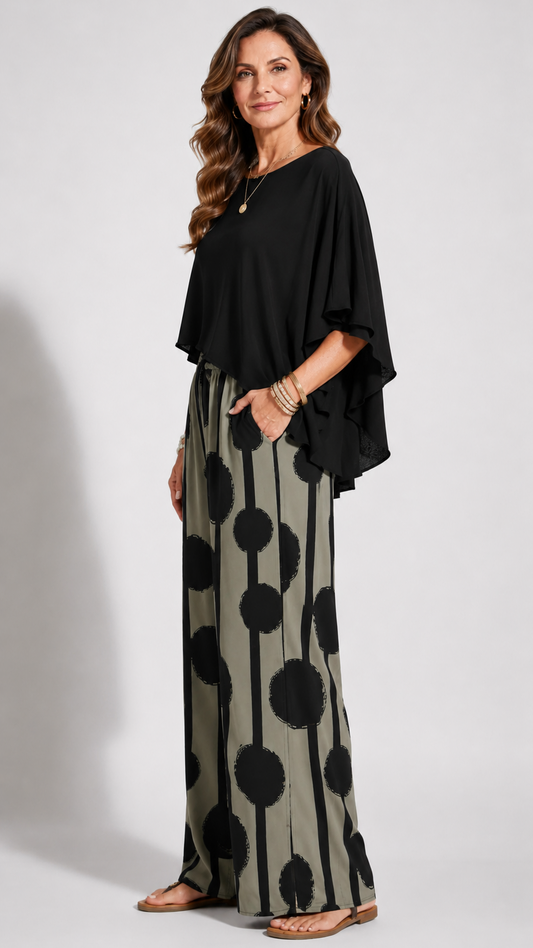 Valeriana™ | Conjunto con top asimétrico y pantalones boho