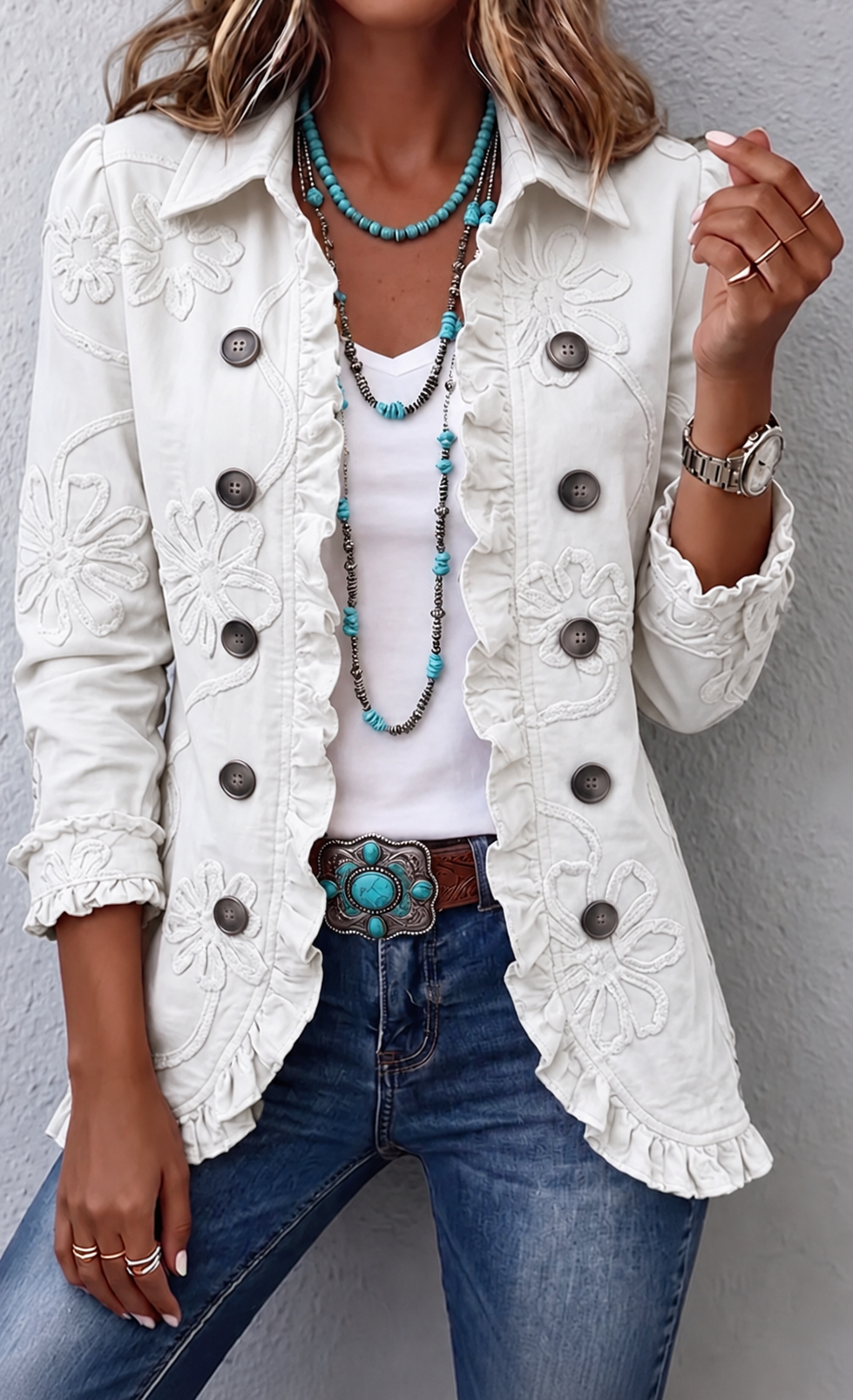 Ascensión | Chaqueta bordada con volantes