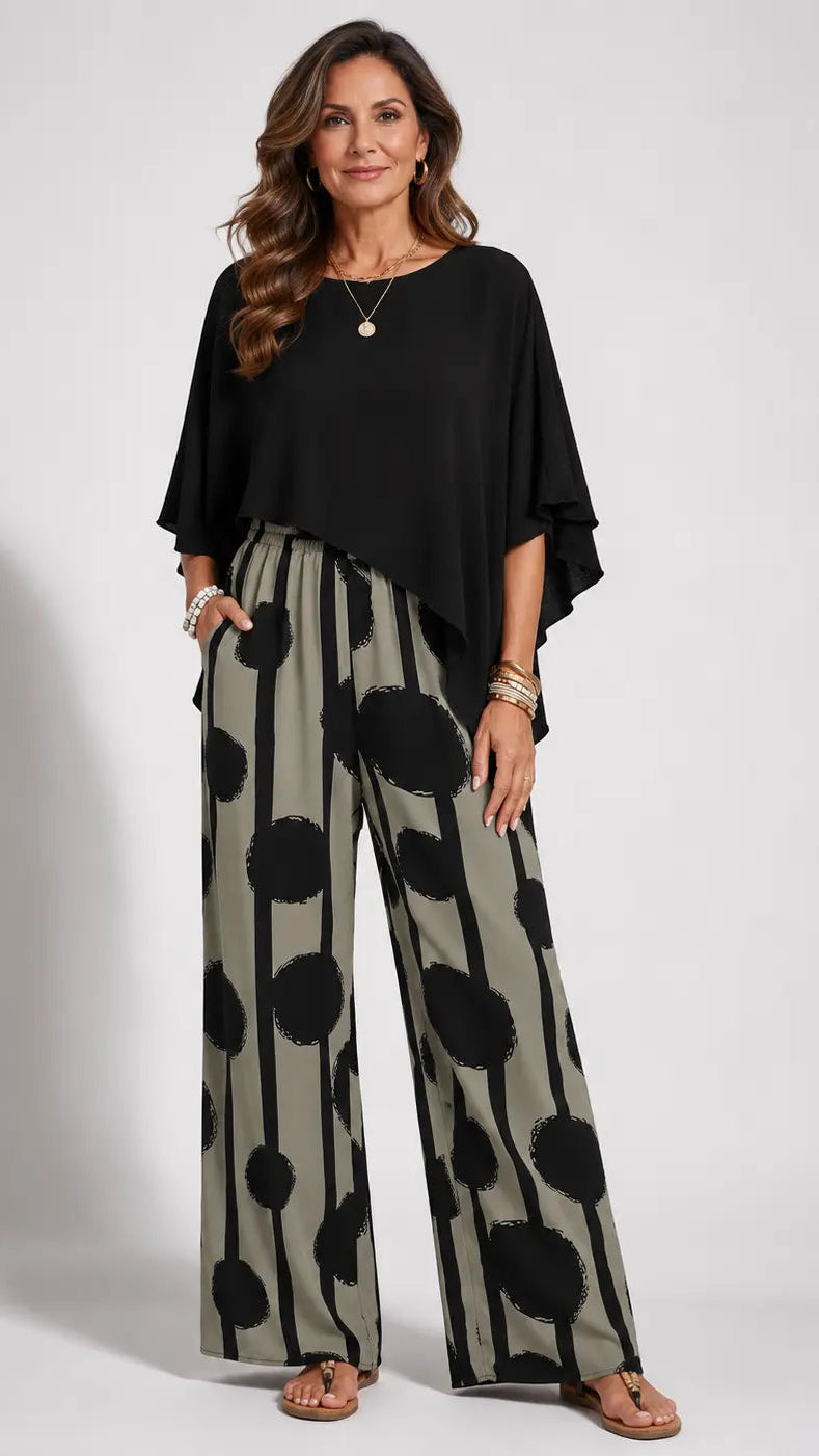 Valeriana™ | Conjunto con top asimétrico y pantalones boho