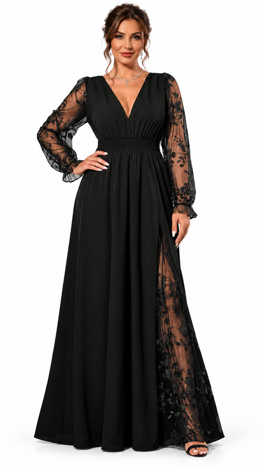 Vestido Celeste – Elegancia Romántica con Encaje