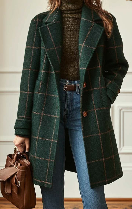 Coralia | Clásico abrigo elegante de cuadros